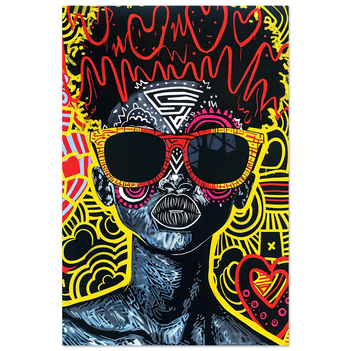 electric royalty afro futurist pop expression wall art print40x60 cm / 16x24″Framed Canvas