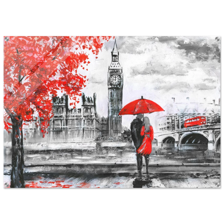 love in london rain romantic city escape wall art print40x60 cm / 16x24″Brushed Aluminum Print