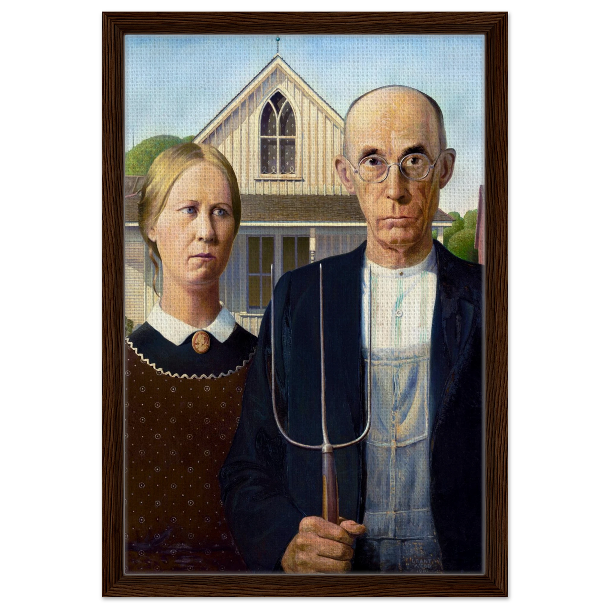 American Gothic by Grant Wood â€“ Iconic American Regionalism Art PrintFramed Canvas20x30 cm / 8x12â€³
