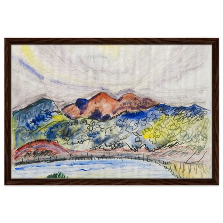 Early Landscape (1914) by Charles Demuth | Vintage Nature art wall art print - Framed Canvas - 50x75 cm / 20x30″ - Dark wood frame