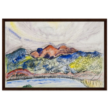 Early Landscape (1914) by Charles Demuth | Vintage Nature art wall art print - Framed Canvas - 60x90 cm / 24x36″ - Dark wood frame