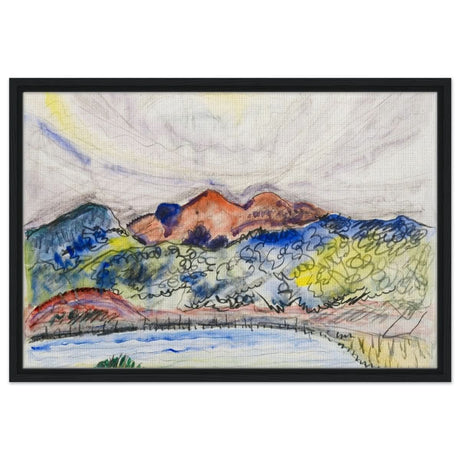 Early Landscape (1914) by Charles Demuth | Vintage Nature art wall art print - Framed Canvas - 50x75 cm / 20x30″ - Black frame