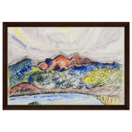 Early Landscape (1914) by Charles Demuth | Vintage Nature art wall art print - Framed Canvas - 40x60 cm / 16x24″ - Dark wood frame