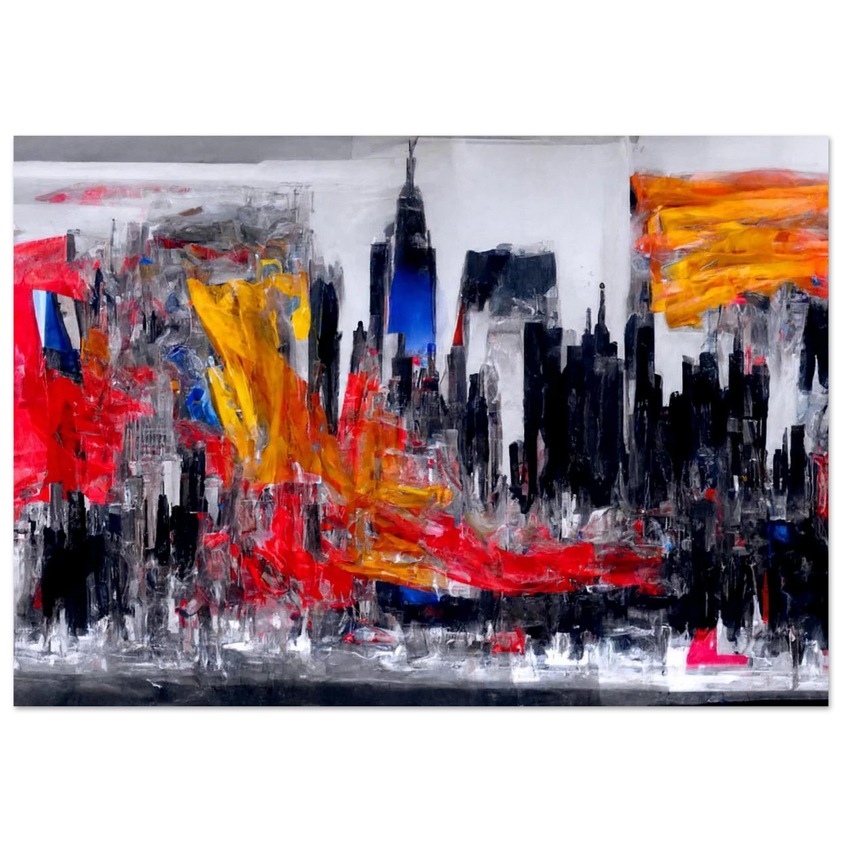 Urban Inferno â€“ Abstract Cityscape Wall Art PrintFramed Canvas30x45 cm / 12x18â€³