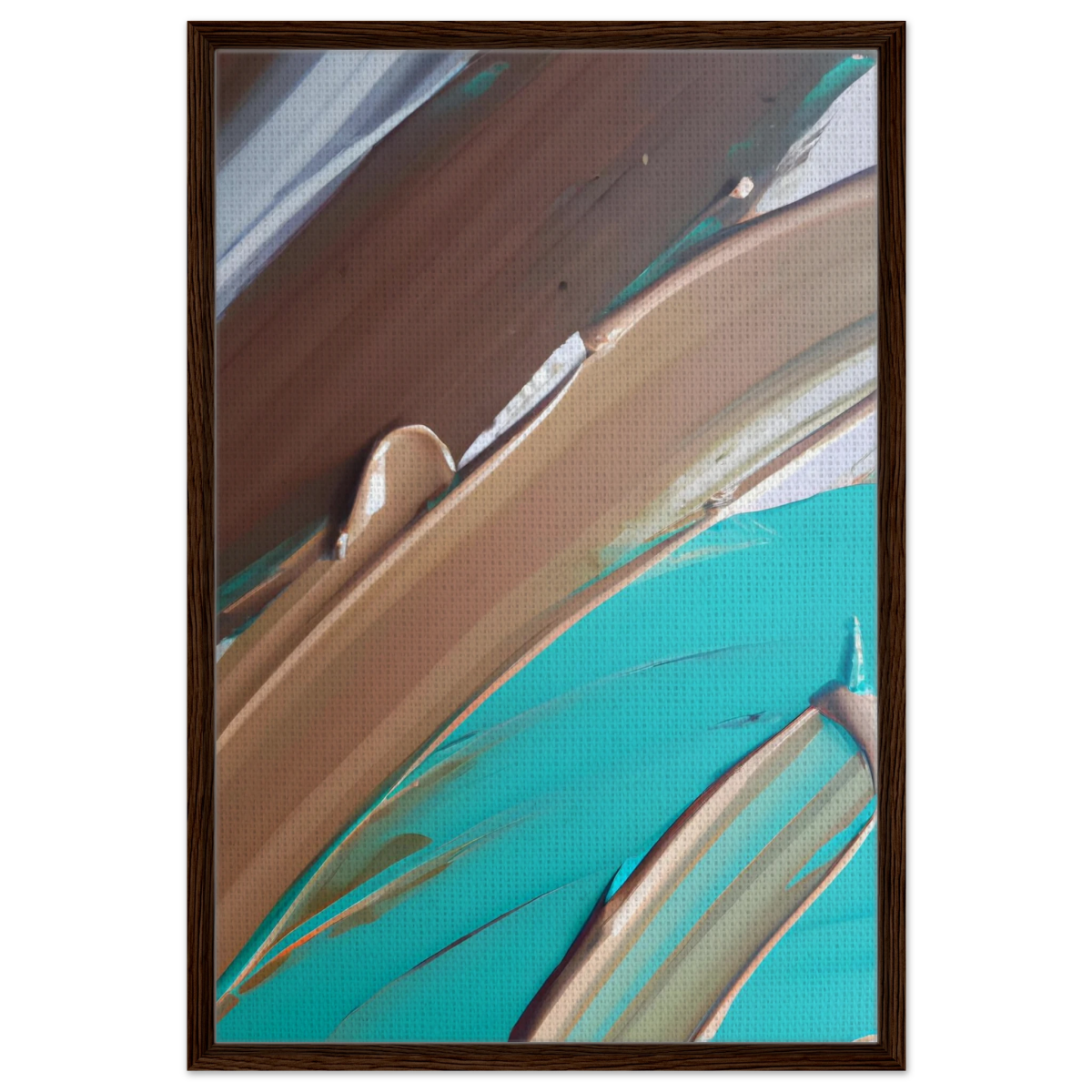 Echoes Beneath the Surface | Abstract Modern Wall art Print - Framed Canvas - 60x90 cm / 24x36″ - Dark wood frame