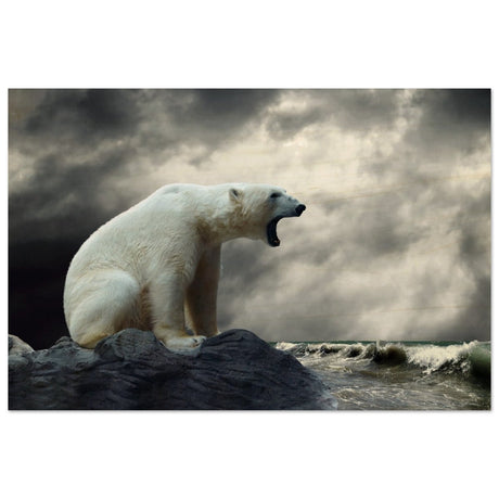 Echoes of the Arctic: The Roaring Majesty | Animal wall art print - Wood Prints - 50x75 cm / 20x30″ - 