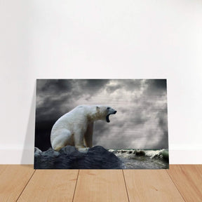 Echoes of the Arctic: The Roaring Majesty | Animal wall art print - Brushed Aluminum Print - 60x90 cm / 24x36″ - 