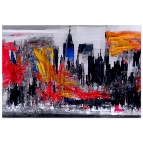Urban Inferno â€“ Abstract Cityscape Wall Art PrintFramed Canvas30x45 cm / 12x18â€³
