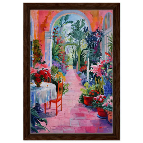 garden of morning light blooming terrace escape wall art print40x60 cm / 16x24″Framed Canvas