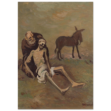 The Good Samaritan by CypriÃ¡n MajernÃ­k â€“ Expressionist Biblical Wall Art PrintAluminum Print20x30 cm / 8x12â€³