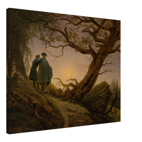 two men contemplating the moon by caspar david friedrich romantic landscape wall art print30x40 cm / 12x16″Framed Canvas
