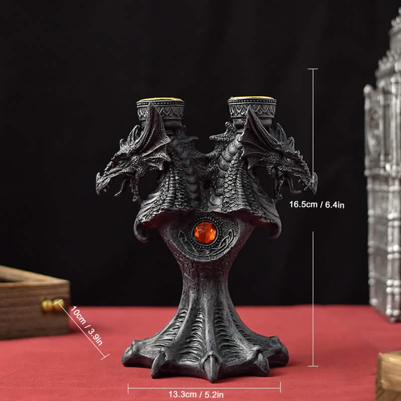 Dragon Candlestick Statue – Gothic Resin Sculpture Ornament for Home & Fantasy Décor