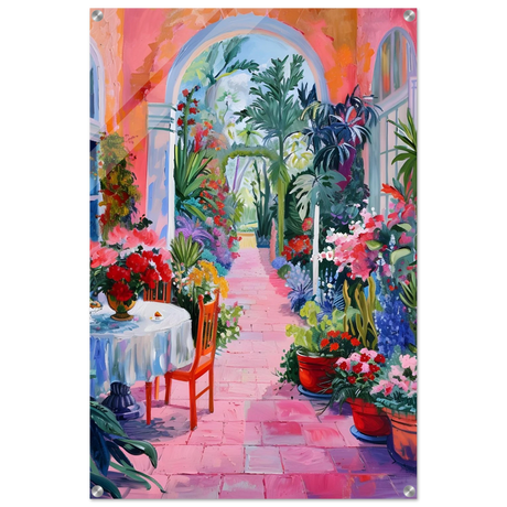 garden of morning light blooming terrace escape wall art print60x90 cm / 24x36″Canvas