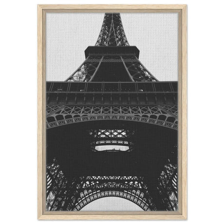 Eiffel's Perspective | Black and White Architectural Photography - Framed Canvas - 40x60 cm / 16x24″ - Wood frame