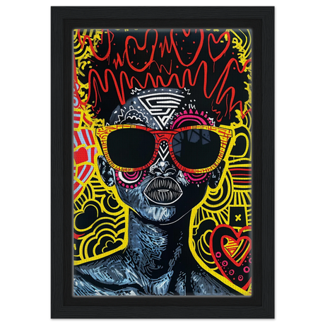 Electric Royalty – Afro - Futurist Pop Expression | Wall Art Print - Framed Canvas - 20x30 cm / 8x12″ - Black frame