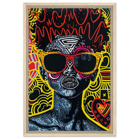Electric Royalty – Afro - Futurist Pop Expression | Wall Art Print - Framed Canvas - 40x60 cm / 16x24″ - Wood frame