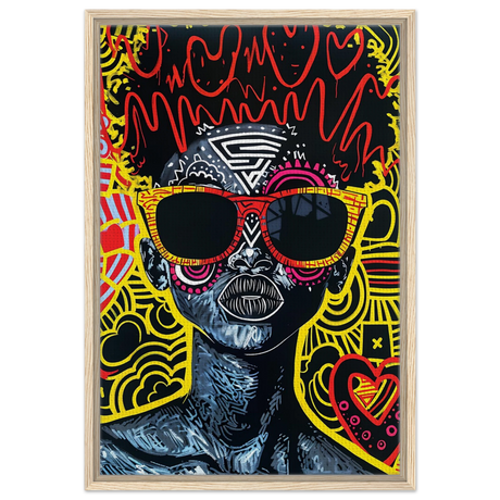 Electric Royalty – Afro - Futurist Pop Expression | Wall Art Print - Framed Canvas - 50x75 cm / 20x30″ - Wood frame