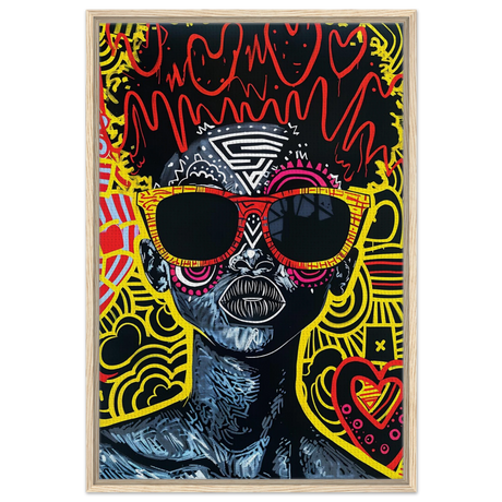Electric Royalty – Afro - Futurist Pop Expression | Wall Art Print - Framed Canvas - 60x90 cm / 24x36″ - Wood frame