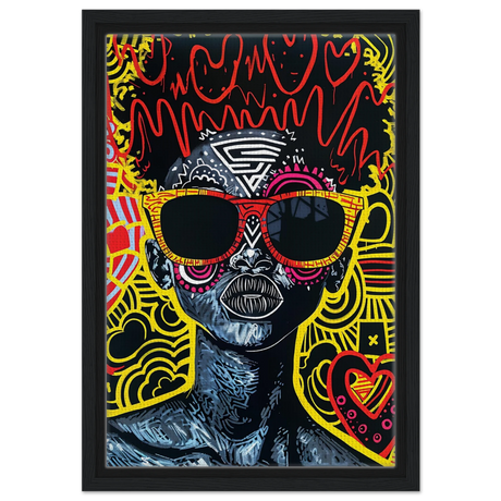 Electric Royalty – Afro - Futurist Pop Expression | Wall Art Print - Framed Canvas - 30x45 cm / 12x18″ - Black frame
