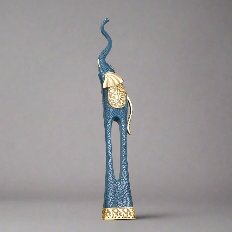 Elegant Elephant Sculptures – Modern Artistic Home Décor Ornaments - S - 71 CM - Blue - 