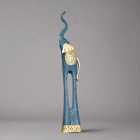 Elegant Elephant Sculptures – Modern Artistic Home Décor Ornaments - S - 71 CM - Blue - 
