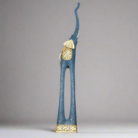 Elegant Elephant Sculptures – Modern Artistic Home Décor Ornaments - L - 92 CM - Blue - 