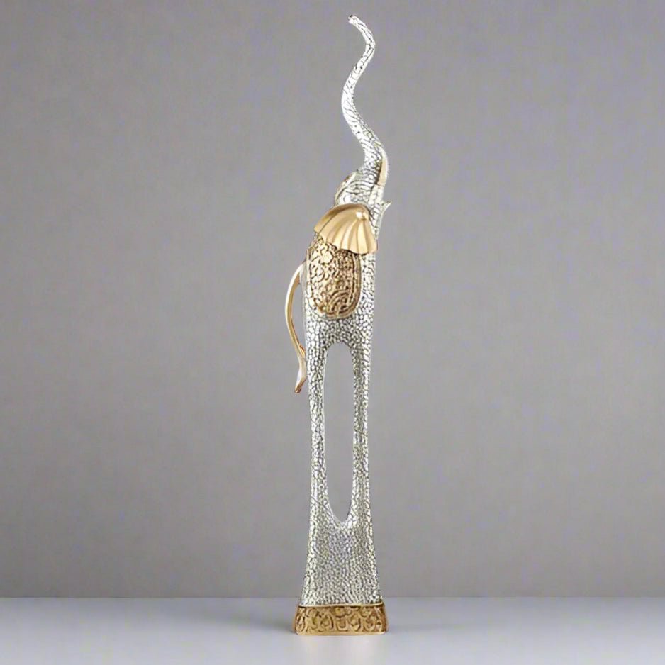 Elegant Elephant Sculptures – Modern Artistic Home Décor Ornaments - L - 92 CM - Silver - 