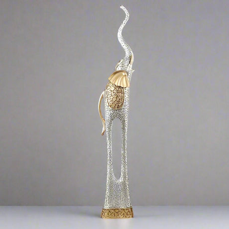 Elegant Elephant Sculptures – Modern Artistic Home Décor Ornaments - L - 92 CM - Silver - 