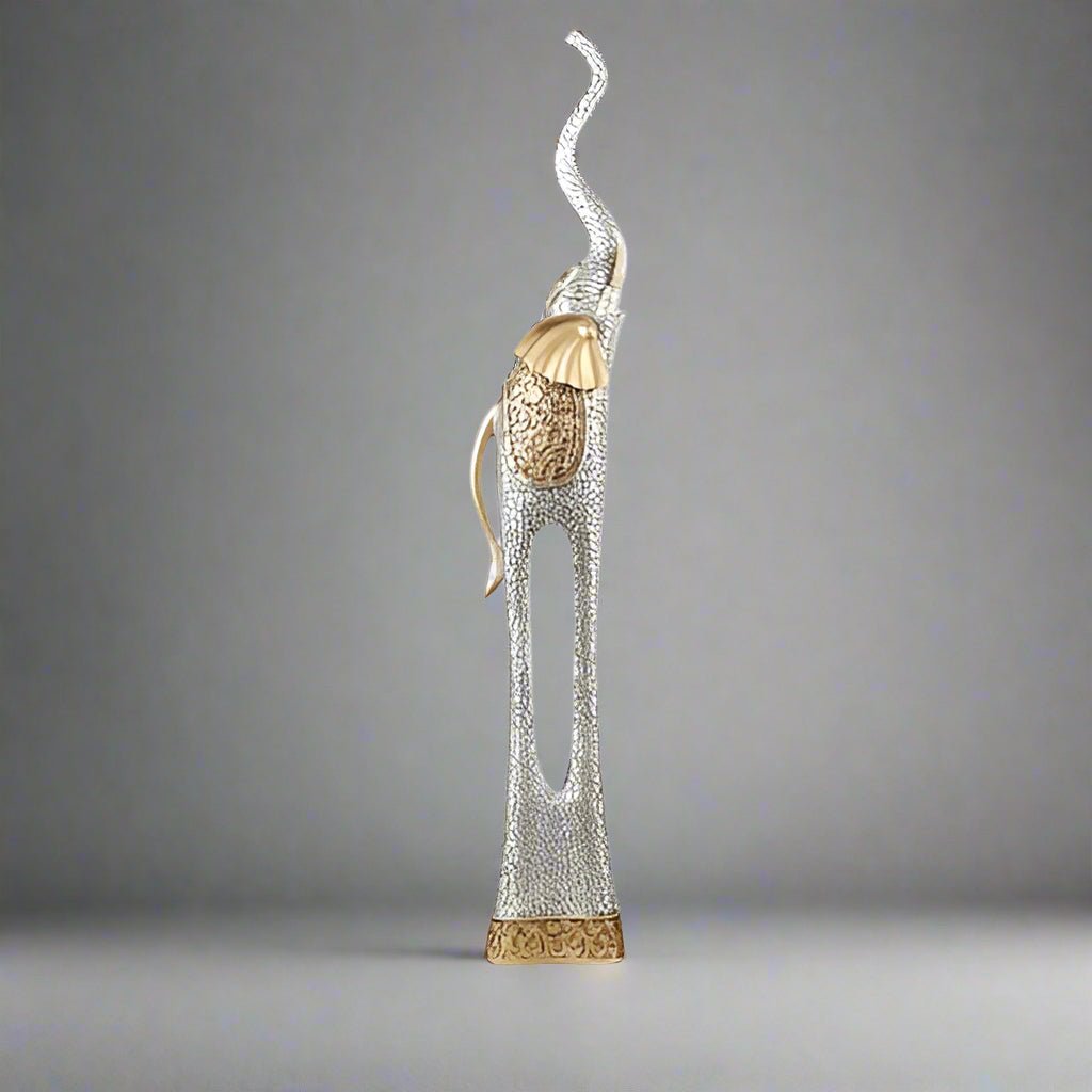 Elegant Elephant Sculptures – Modern Artistic Home Décor Ornaments - S - 71 CM - Silver - 