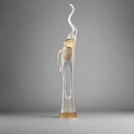Elegant Elephant Sculptures – Modern Artistic Home Décor Ornaments - S - 71 CM - Silver - 