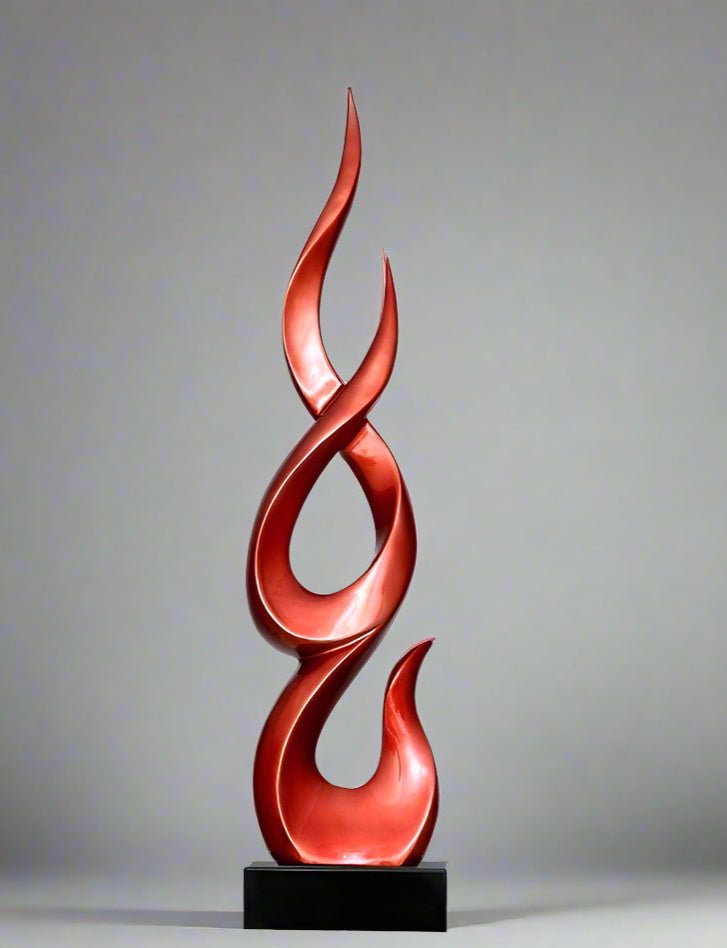 Elegant Festival Flame Resin Sculpture – Modern High - Rise Decorative Ornament - Wine Red Flame - 97 cm - 