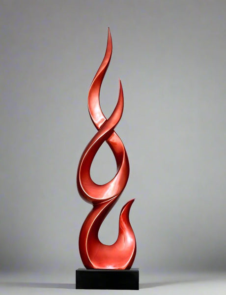 Elegant Festival Flame Resin Sculpture – Modern High - Rise Decorative Ornament - Wine Red Flame - 97 cm - 