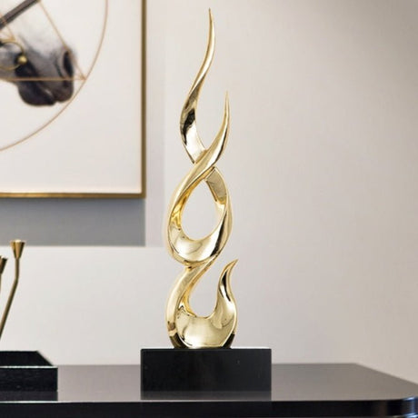 Elegant Festival Flame Resin Sculpture – Modern High - Rise Decorative Ornament - Fire Gold Flame – Standard - 52 cm - 