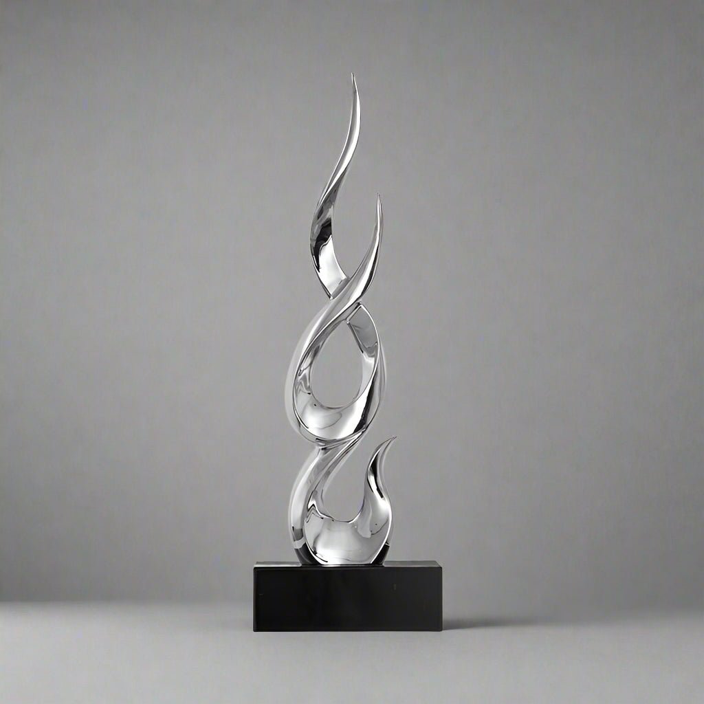 Elegant Festival Flame Resin Sculpture – Modern High - Rise Decorative Ornament - High Silver Flame - 54 cm - 