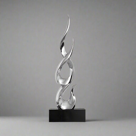 Elegant Festival Flame Resin Sculpture – Modern High - Rise Decorative Ornament - High Silver Flame - 54 cm - 