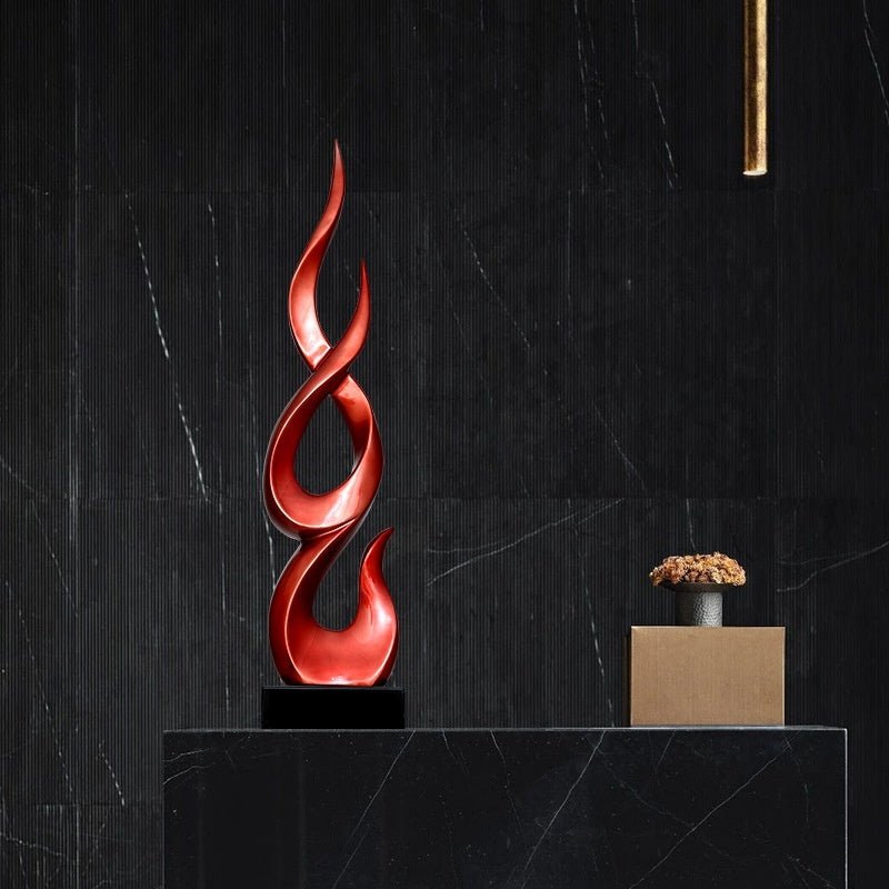 Elegant Festival Flame Resin Sculpture – Modern High - Rise Decorative Ornament - Fire Gold Flame – Standard - 52 cm - 