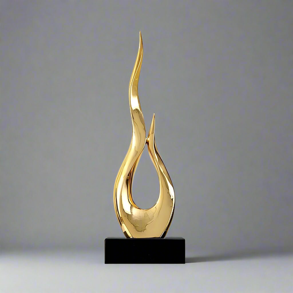 Elegant Festival Flame Resin Sculpture – Modern High - Rise Decorative Ornament - Fire Gold Flame – Standard - 52 cm - 