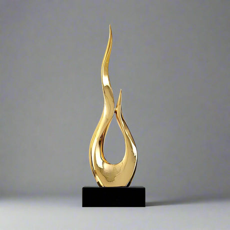 Elegant Festival Flame Resin Sculpture – Modern High - Rise Decorative Ornament - Fire Gold Flame – Standard - 52 cm - 