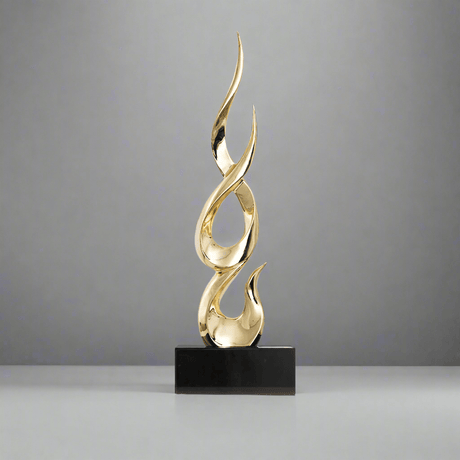 Elegant Festival Flame Resin Sculpture – Modern High - Rise Decorative Ornament - High Gold Flame - 54 cm - 