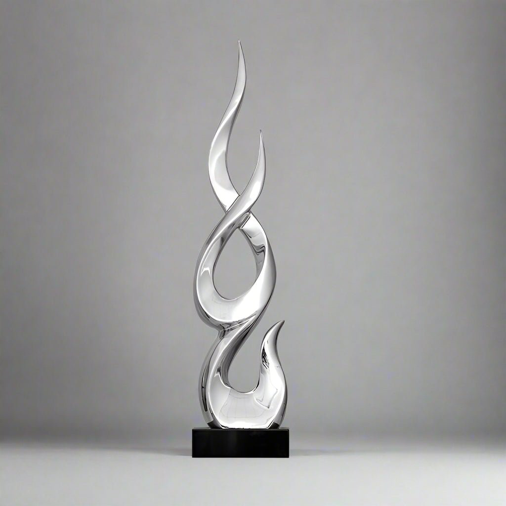 Elegant Festival Flame Resin Sculpture – Modern High - Rise Decorative Ornament - High Silver Flame - 97 cm - 