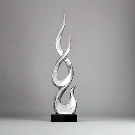 Elegant Festival Flame Resin Sculpture – Modern High - Rise Decorative Ornament - High Silver Flame - 97 cm - 
