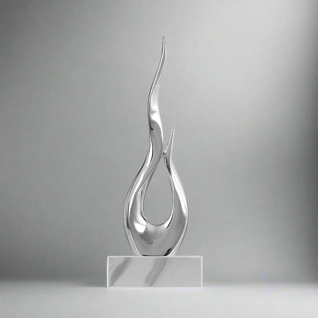 Elegant Festival Flame Resin Sculpture – Modern High - Rise Decorative Ornament - Fire Silver Flame – Standard - 52 cm - 