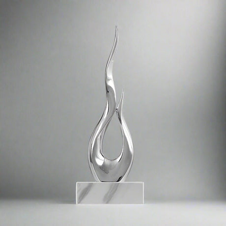 Elegant Festival Flame Resin Sculpture – Modern High - Rise Decorative Ornament - Fire Silver Flame – Standard - 52 cm - 
