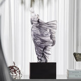Elegant Flowing Dress Resin Sculpture – Modern Abstract Woman Figurine (White, Grey, Transparent) - Transparent - 15 x 10 x 36 cm - 