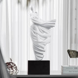 Elegant Flowing Dress Resin Sculpture – Modern Abstract Woman Figurine (White, Grey, Transparent) - White - 15 x 10 x 36 cm - 