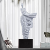 Elegant Flowing Dress Resin Sculpture – Modern Abstract Woman Figurine (White, Grey, Transparent) - Gray - 15 x 10 x 36 cm - 