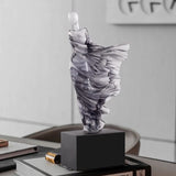 Elegant Flowing Dress Resin Sculpture – Modern Abstract Woman Figurine (White, Grey, Transparent) - Transparent - 15 x 10 x 36 cm - 