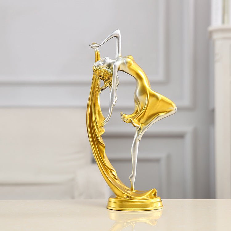 Elegant Handmade Resin Dancing Figurine Living Room Decoration - Gold - 