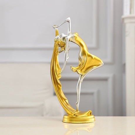 Elegant Handmade Resin Dancing Figurine Living Room Decoration - Gold - 