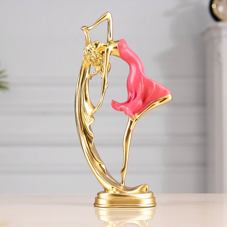 Elegant Handmade Resin Dancing Figurine Living Room Decoration - Red - 